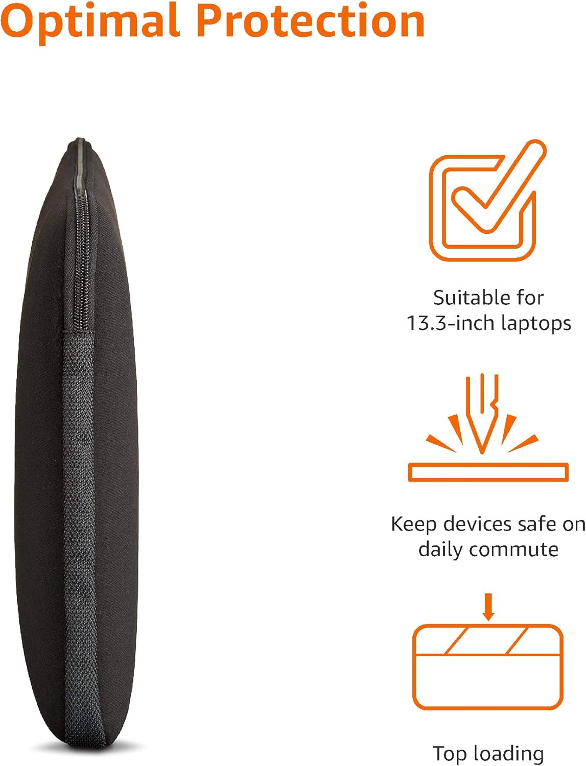  Basics 13.3-Inch Laptop Sleeve, Protective Case with Zipper - Black : Electronics