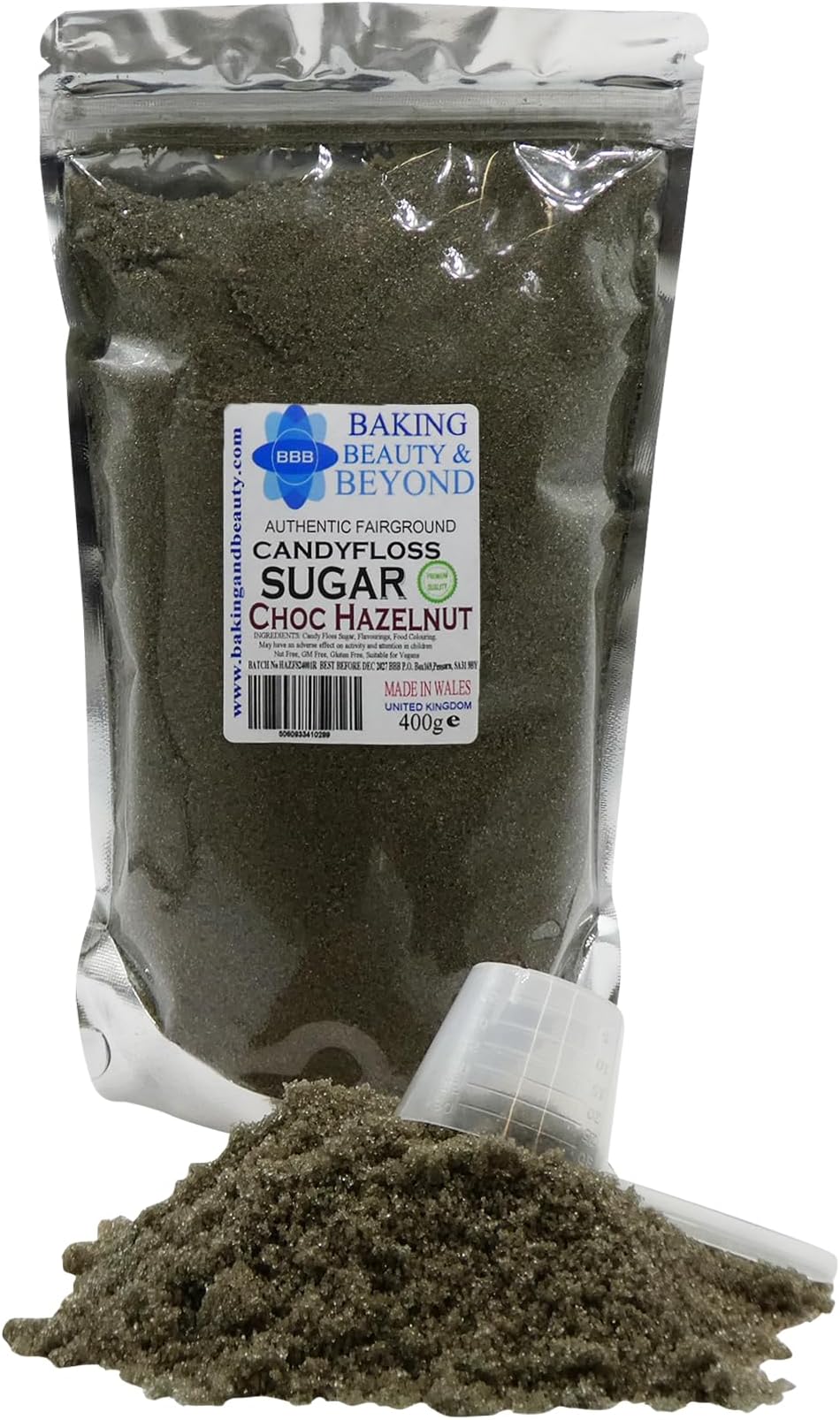 Baking Beauty and Beyond Premium Candy Floss Sugar 400g - Choc-Hazelnut Flavour