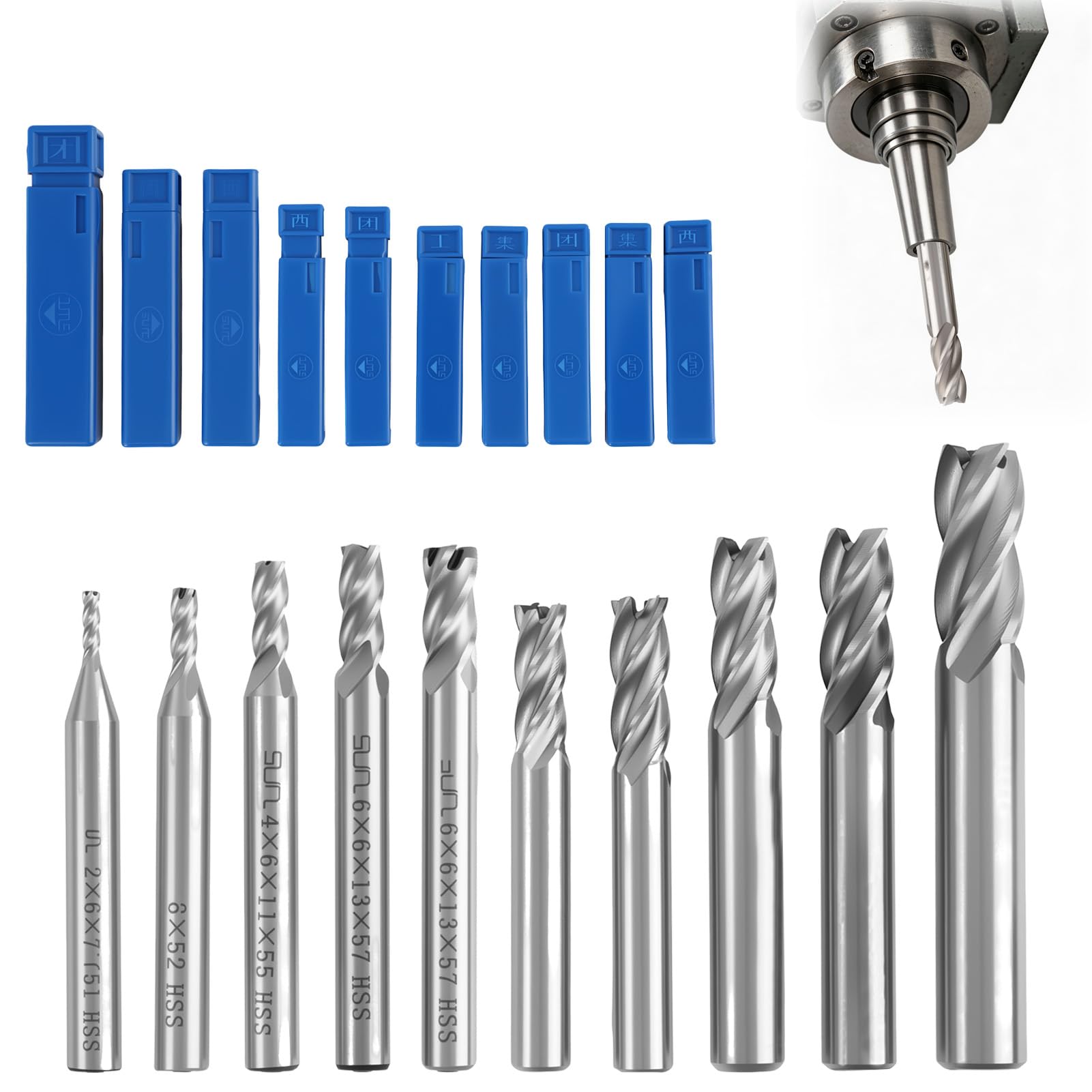 10 Pièces 2 à 12 mm 4 Cannelures Fraise en Bout, Fraise cnc à 4 Flûtes, Fraises HSS Métal Dur VHM Titane Fraises CNC, Ensemble de Forets à Tige Droite HSS CNC pour Perceuse, Pour Acier Inoxydable