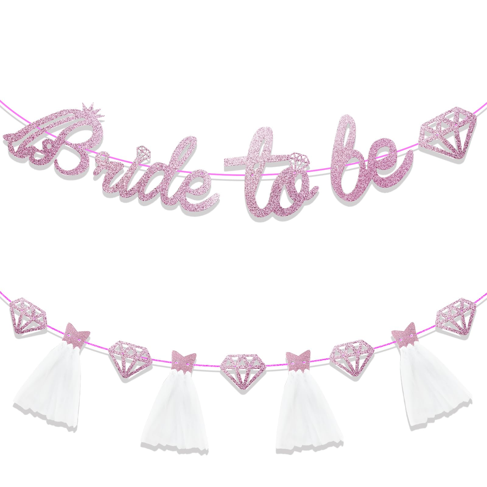 Bride To Be Bachelorette Party Paper Banner, Rose Red Glitter Hen do Accessories Hanging Bride To Be Banner for Hen Party Decorations (Rose red)