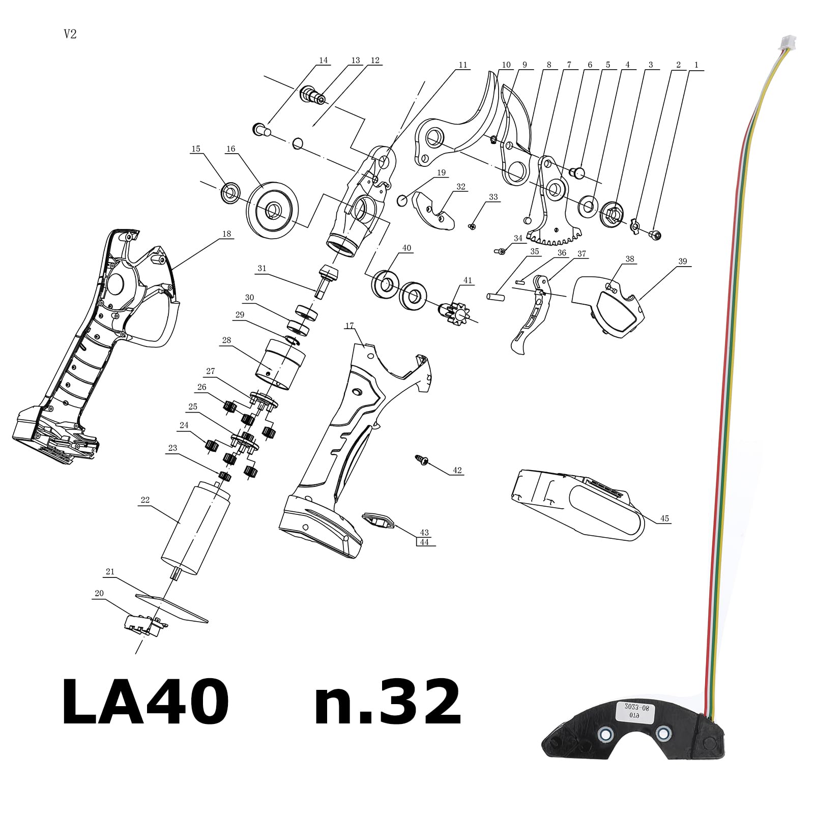 Laecabv - #32 Accessori di ricambio per forbici LA40 (#32 per LA40)