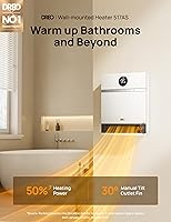 Vista 2 de DREO Smart Wall Heater for Bathroom, IP24 Electric Space Heater with ALCI Plug for Indoor Use, 30° Oscillation, Adjustable Thermostat, Remote
