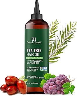 Tea Tree Oil for Hair | 200 ML |With Argan, Jojoba & Grapeseed Oils | Soothes Itchy Scalp & Fights Dandruff | Non GMO Verified |