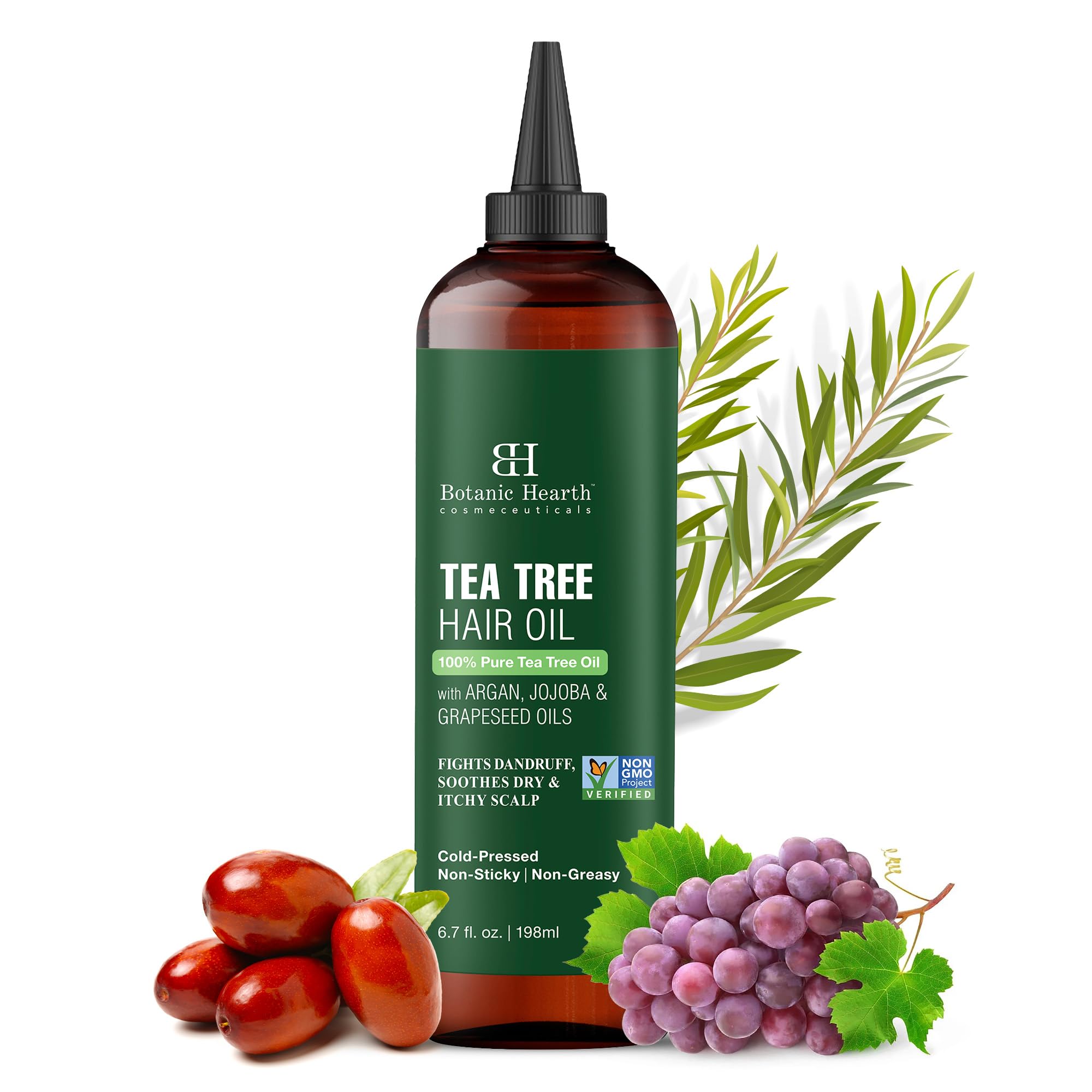 Botanic Hearth Hair Oil for Hair Growth & Hair Relaxer | Strengthening Dry, Frizzy, Damaged Hair & Scalp Treatment | Tea Tree Hair Oil – 6.7 Fl Oz