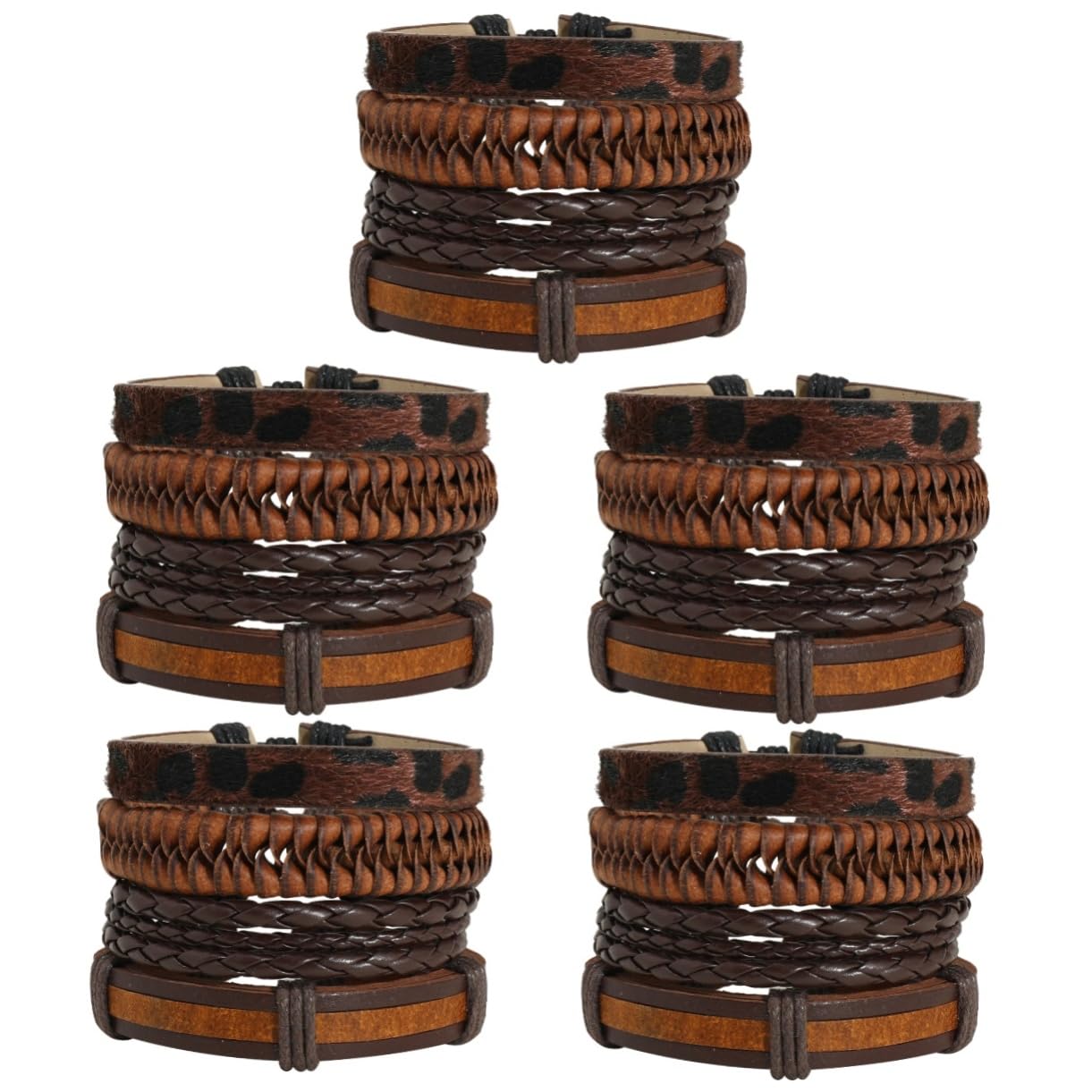 Beaupretty Lot De 5 Bracelets Tressés Réglables Pour Hommes Et Femmes En Cuir Robuste Tendance Pour Petite Amie Petit Ami Fille Amie 8 Pièces X 5