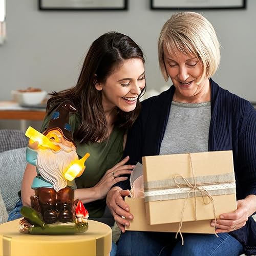 Miniatura 3 de DKJOCKY Estatuas solares de gnomos de jardín, divertido gnomo con luces LED, decoración de gnomos para patio, balcón, patio, césped, regalo novedoso