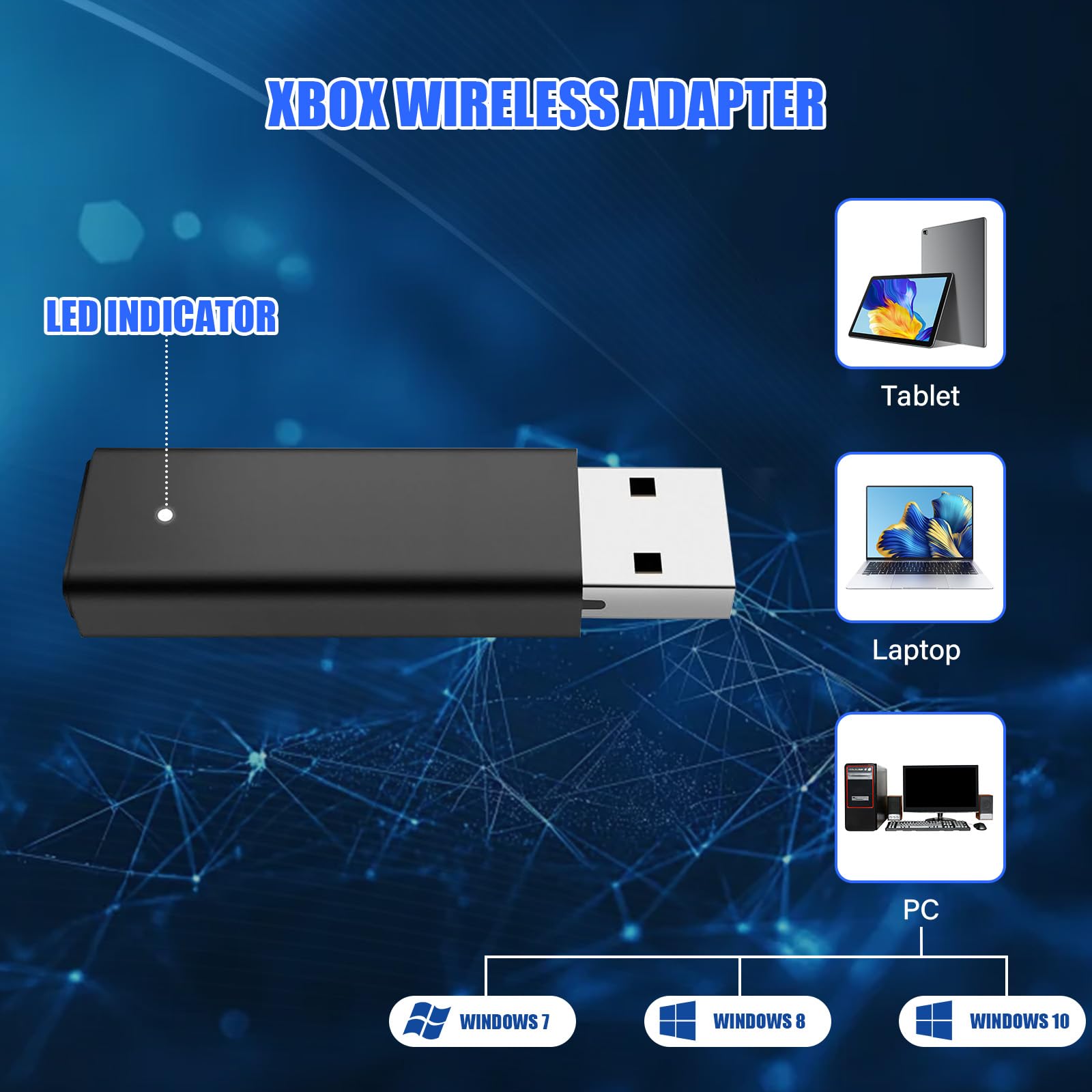 Adattatore Wireless per Controller XOne, XOne X S/Series X S/Elite, Adattatori Compatibile con PC Windows 10/11/8/8.1/7