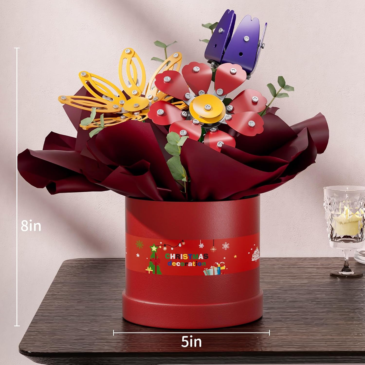 Flower Bouquet Building Kit, STEM Building Projects Toys for Boys Girls Ages 8-12, 227 Pcs DIY STEM Metal Model Assembly Build Flower Set Birthday Toys for Kids Adults 6 7 8 9 10 11 12 Years Old