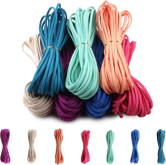 Colle 7 Rolls Faux Suede Cord Leather Cord Beading String Rope Thread for Making Bracelet Necklace Jewelry DIY Crafts
