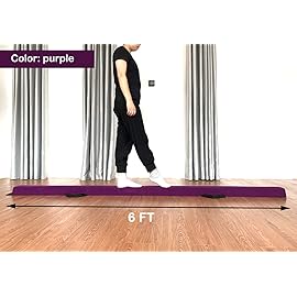 Marfula 6 FT / 8 FT / 9 FT Gymnastics Balance Beam Foam Folding Floor Beam - Extra Firm - Suede Cover - Anti Slip Bottom with Carry Bag For Kids/Adults Home Use (Purple, 6 FT)