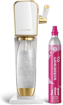 SodaStream Art Sparkling Water Maker White/Gold with CO2 and Carbonating Bottle