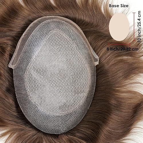 Miniatura 3 de Lordhair Tupé de cabello humano para hombres, piezas de cabello frontal de encaje francés, 0.004 in, piel fina inyectada con encaje de diamante,