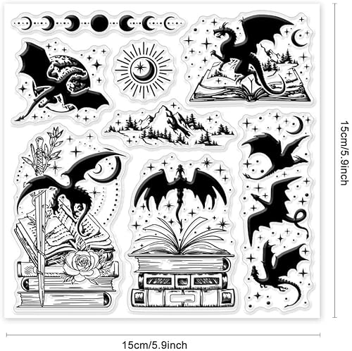 Miniatura 14 de GLOBLELAND Magic Witchcrafts - Sellos transparentes para bricolaje álbumes de recortes, sombrero de libro, sello de silicona, tarjetas