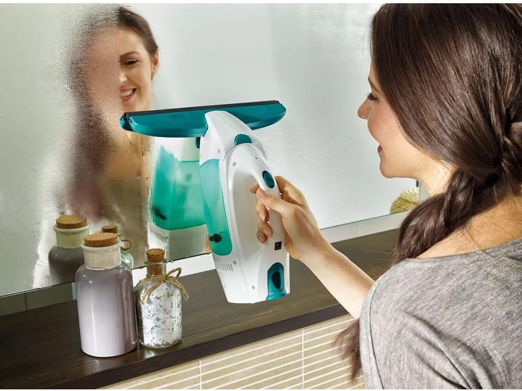 Leifheit Window Vacuum Cleaner Dry&Clean, with Window Washer, Window Cleaner, Battery-Powered Window Cleaner, 51002