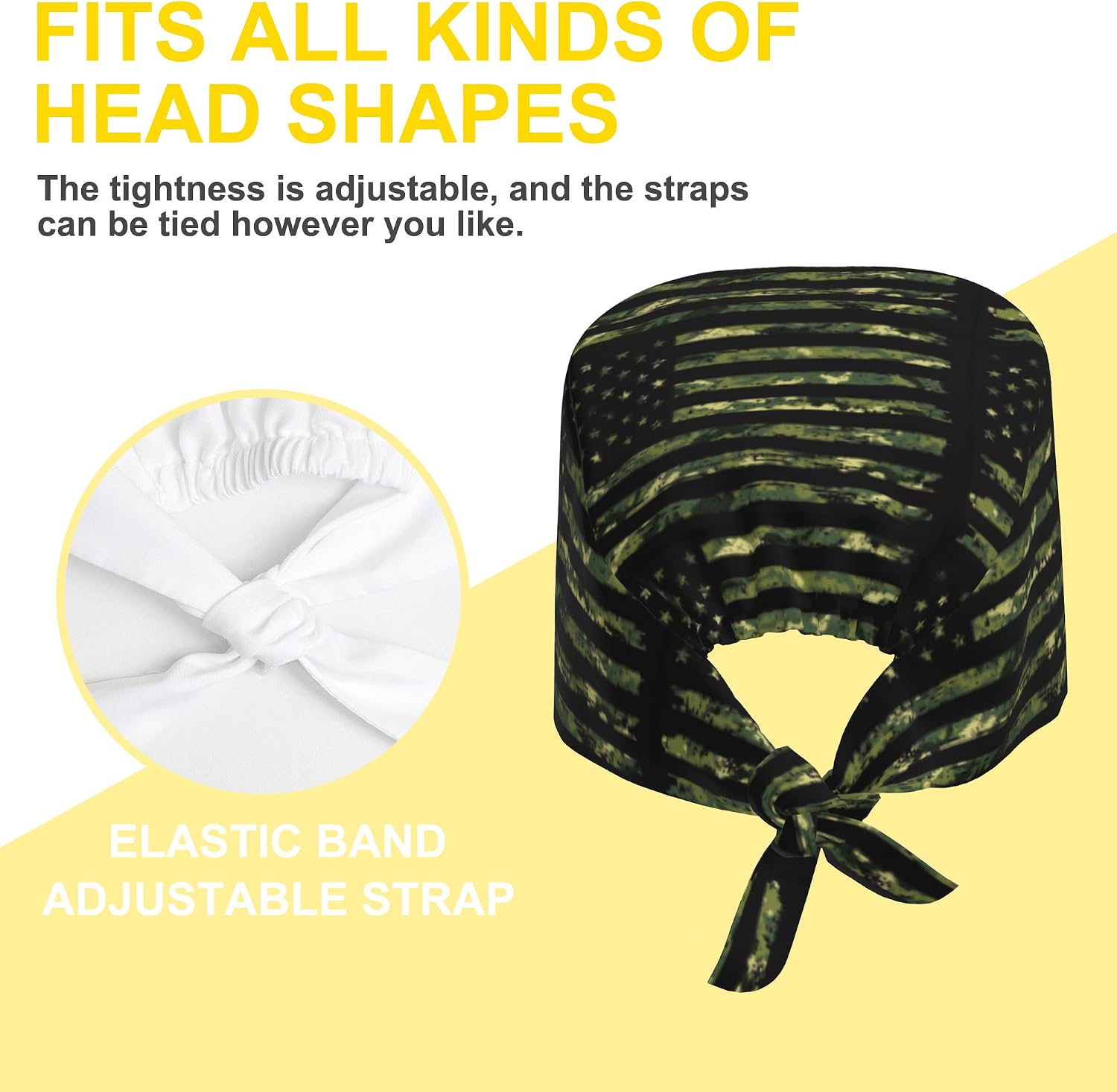 Working Cap Scrub Cap with Sweatband Adjustable Tie Back Hat Lightweight Nurse Surgical Caps Unisex Women Men