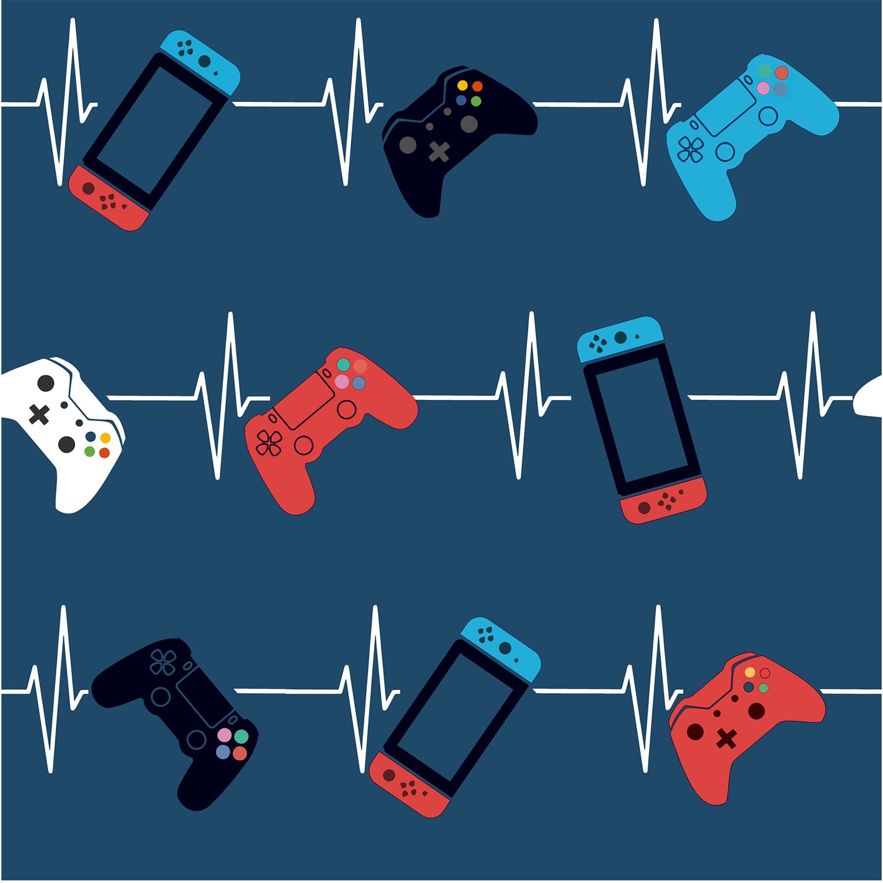 GAMER Heartbeat Wallpaper – Vibrant Gaming-Themed Wall Décor Perfect for Kids Bedrooms, Playrooms, or Gaming Spaces
