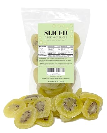 Dried Kiwi Slices Golden Kiwi Natural Color No Added Color Chewy Sweet Tropical Fruit Snack 14 oz Resealable Bag