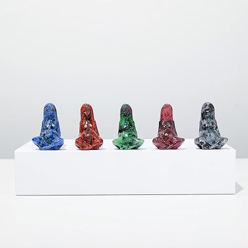 Miniatura 3 de Runyangshi Tallados de labradorita de cristal natural de 1.5 pulgadas, figura de madre tierra, tallada a mano, estatuas de cristal curativo talladas