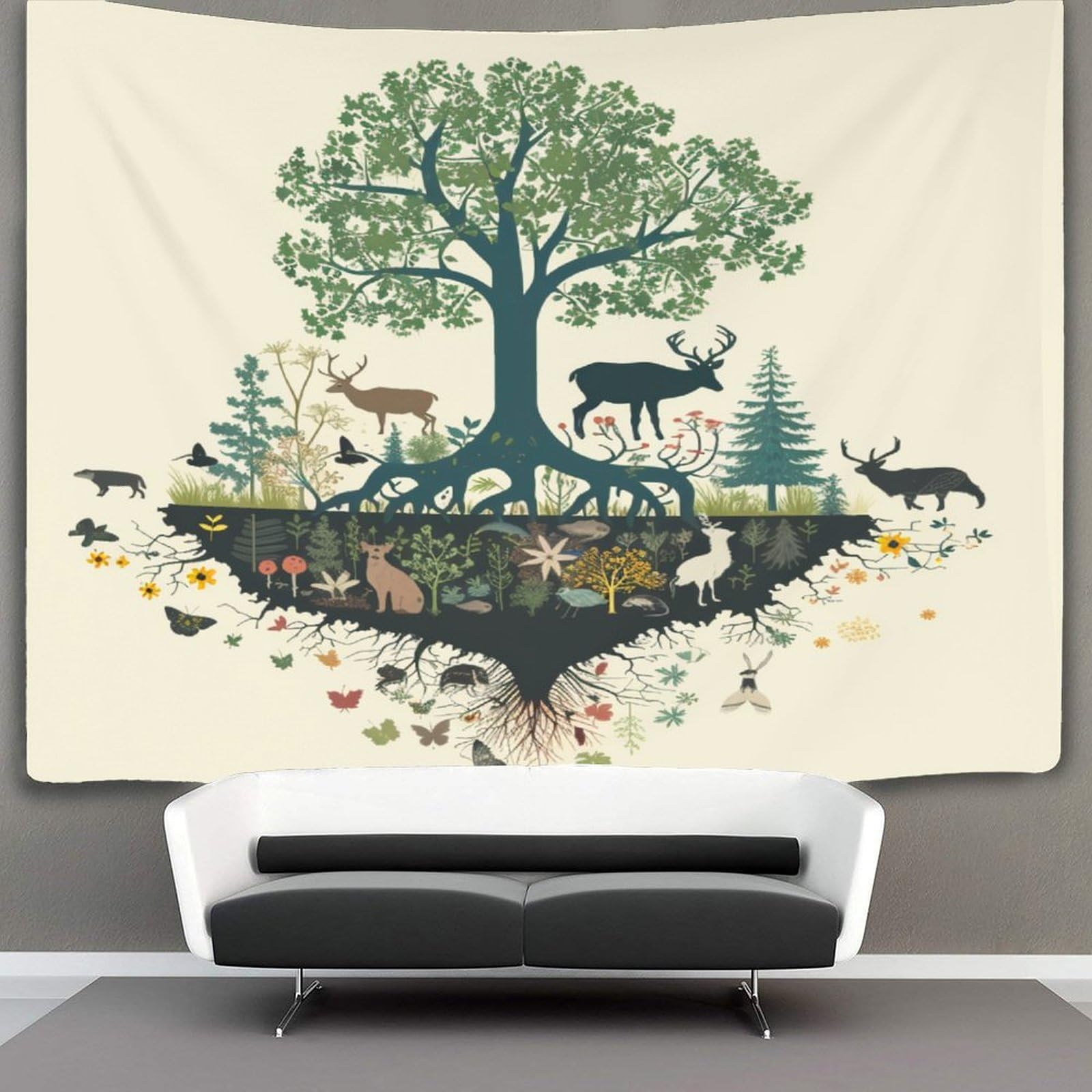 kaiyun Ecosystem Tapestry,Plant Wall Hanging,Wall Art for Bedroom Aesthetic Home Decoration for Living Roombedroom 130cmx150cm