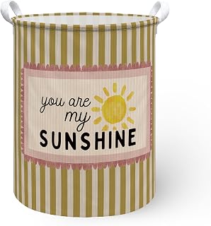 Vintage Nursery Laundry Hamper Basket, Gender Neutral Whimsical Nursery Decor Dirty Clothes Hamper, You are My Sunshine Decor Collapsible Laundry Bin Organizer Storage Basket,13.8x17.8 Inch