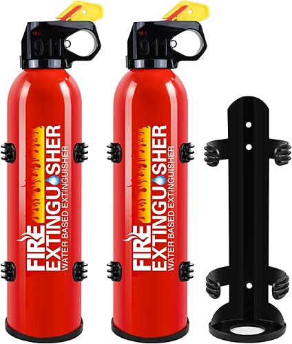 Extintor de incendios para el hogar, paquete de 2 extintores de incendios de automóvil con soporte, extintores portátiles 4 en 1 de cocina