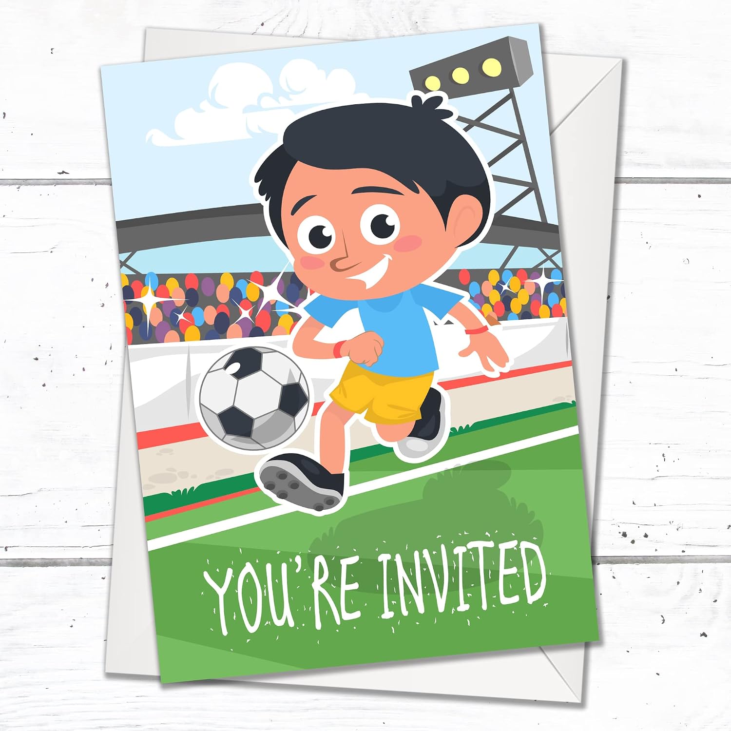 Olivia Samuel 20 x Kids Football Party Invites from A6 Double Sided Cards with Envelopes, Multi, 105 x 148mm - Image 3