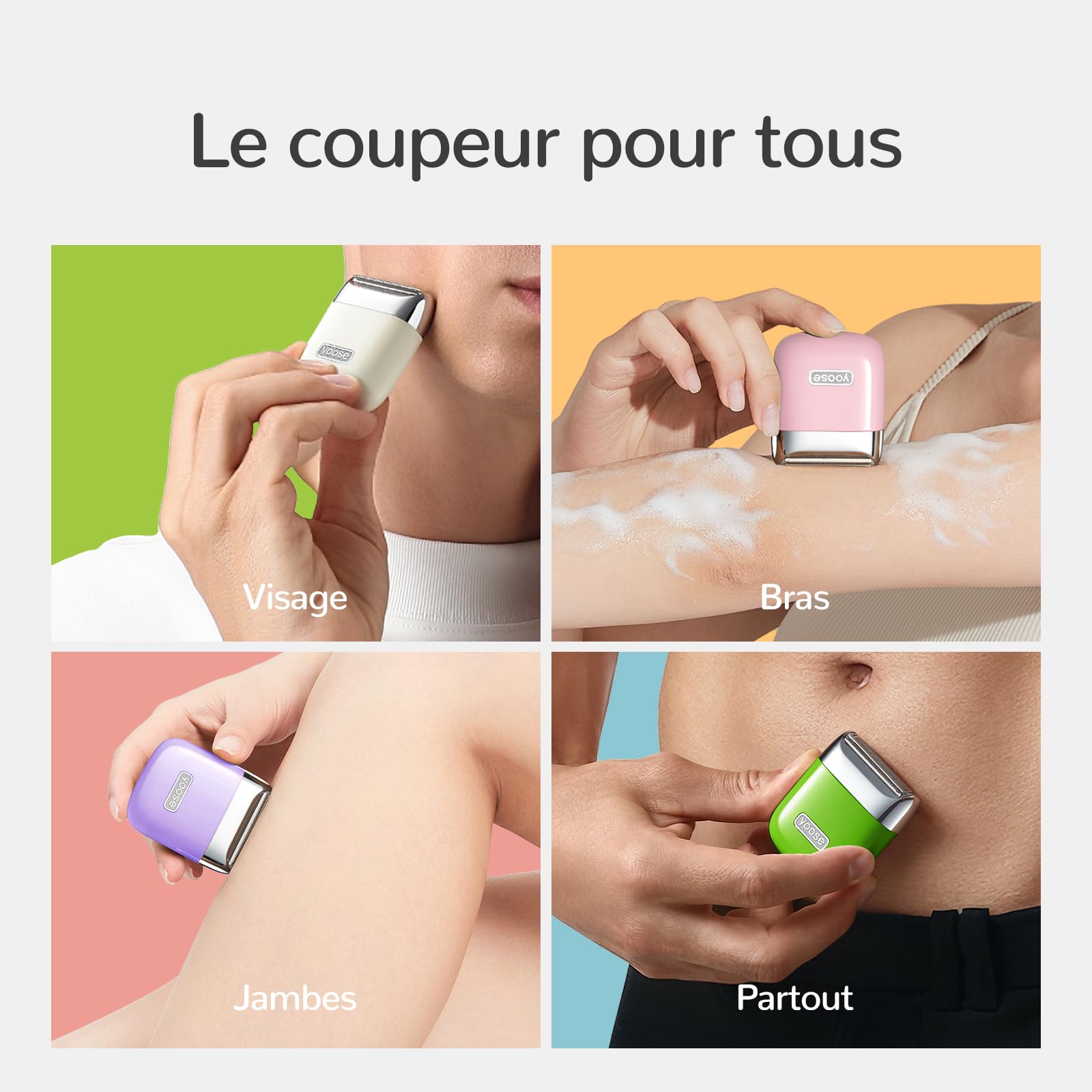 Yoose Electrique Rasoir Femme Professionnelle Electrique Tondeuse Intime Épilateur Électrique Maillot pour Bikini Barbe, Bras, Jambes, Aisselles, Étanche IPX7, Beige