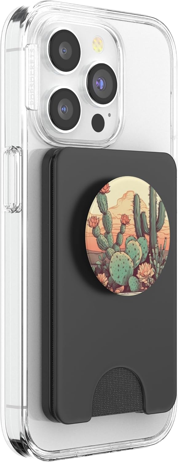 Cactus Desert Retro PopSockets PopWallet for MagSafe