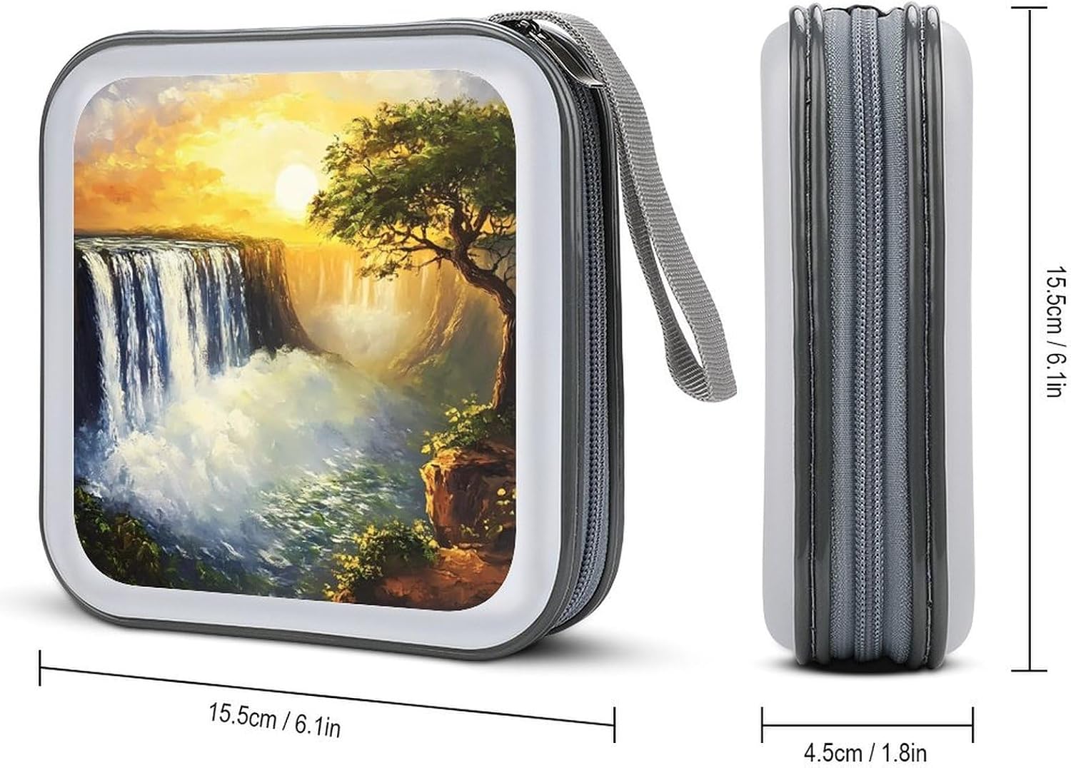 Sunrise at Victoria Falls CD Case DVD Storage Holder Binder 40 Capacity | protective,hard case,protable loop,travel car use,zippered closure