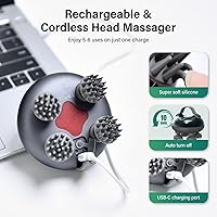 Vista 5 de arboleaf Masajeador eléctrico para el cuero cabelludo, masajeador de cabeza portátil para relajar el estrés del cuero cabelludo, impermeable, 6 en 1