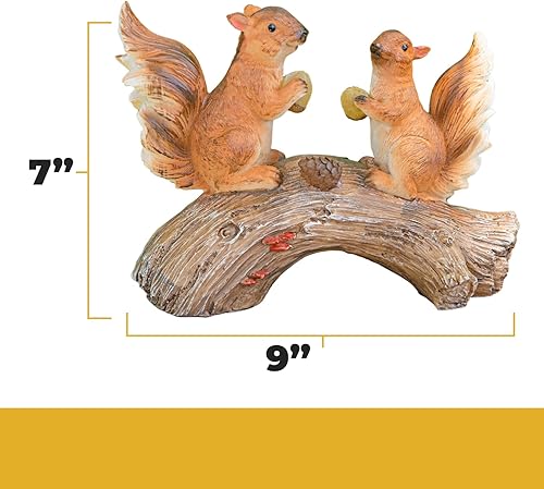 Miniatura 3 de Lámpara de jardín de LED alimentada por luz solar con figura de ardillas en un tronco.