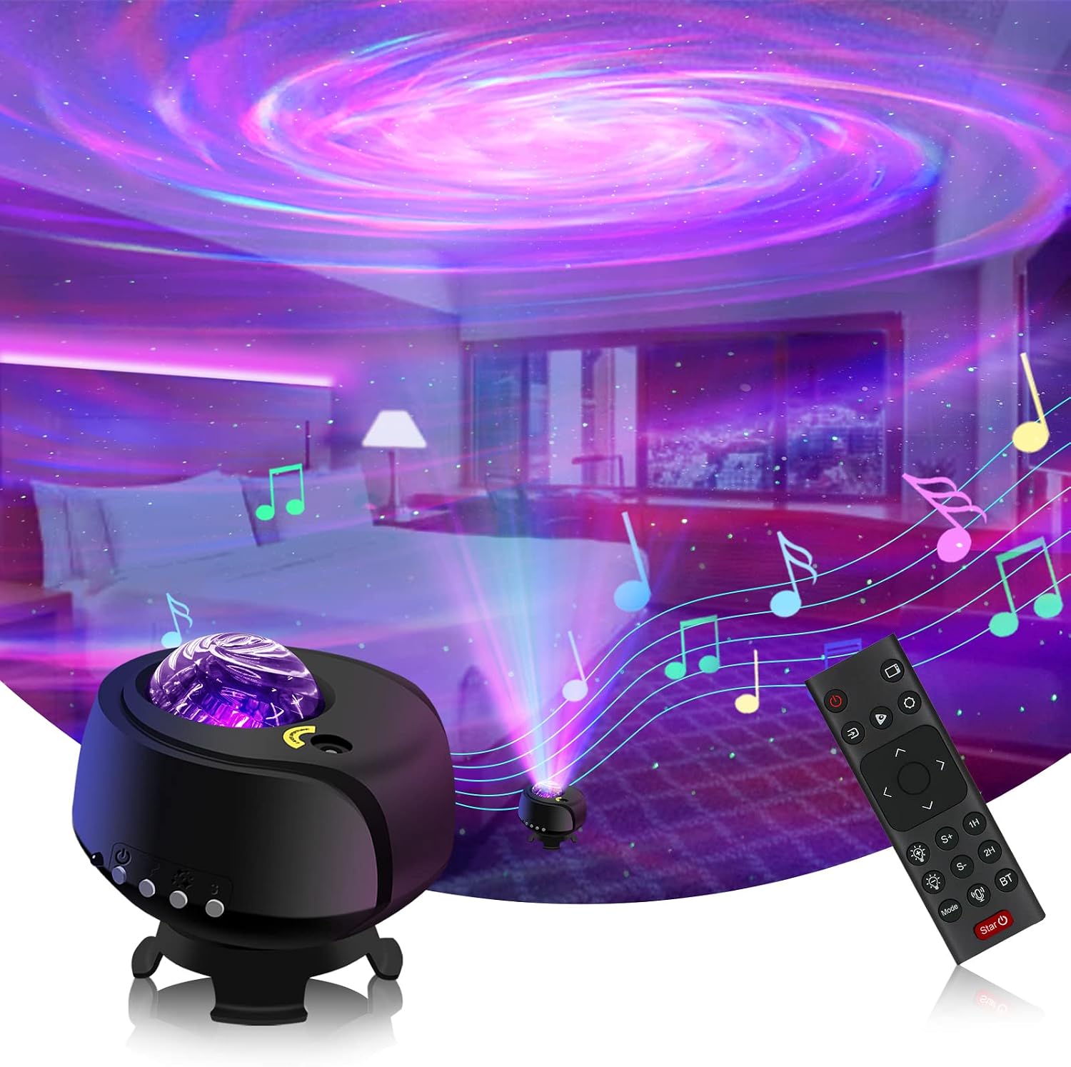 FLITI The Largest Coverage Area Galaxy Lights Projector, Star Projector, with Changing Nebula and Galaxy Shapes Galaxy Night Light