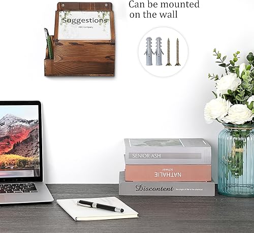 Vista 25 de BTSKY Caja de sugerencias de acrílico con candado, caja de donación acrílica montada en la pared con ranura para letrero de 5 x 7 pulgadas, urnas