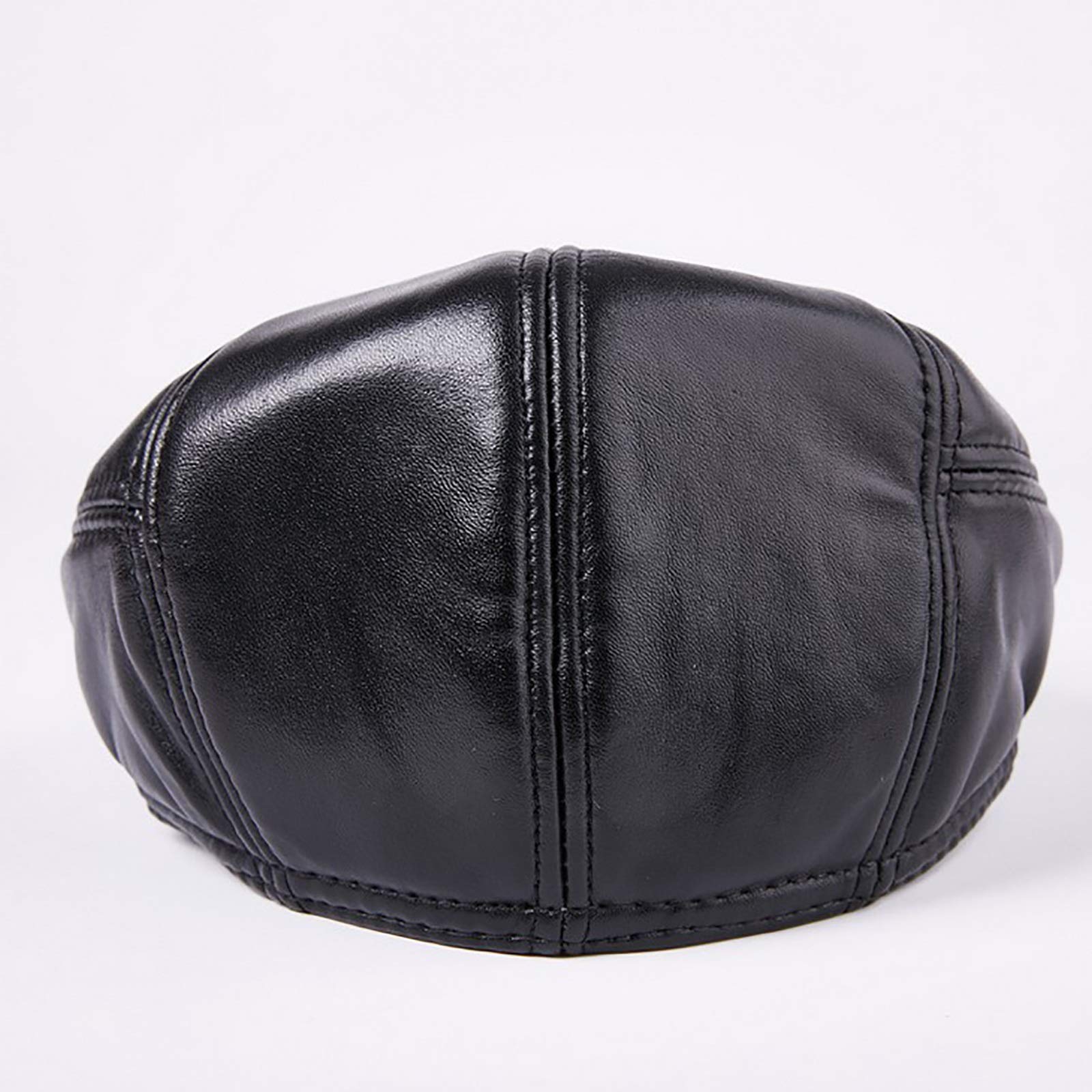 Sombreros de invierno, hombres boina de cuero piel de oveja vintage tapa de pico invierno para ancianos