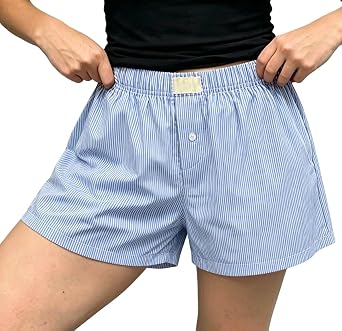 شورتات منقوشة Y2k شورت لطيف Baggy Ginghem بوكسر للنساء تم فحصها صالة Pajama Bottom Preppy النوم Pj شورت