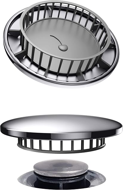 Chrome Cherry Tub Flo Stainless Steel Hair Catcher for Shower, Tub, and Sink Drains - No Installation Required