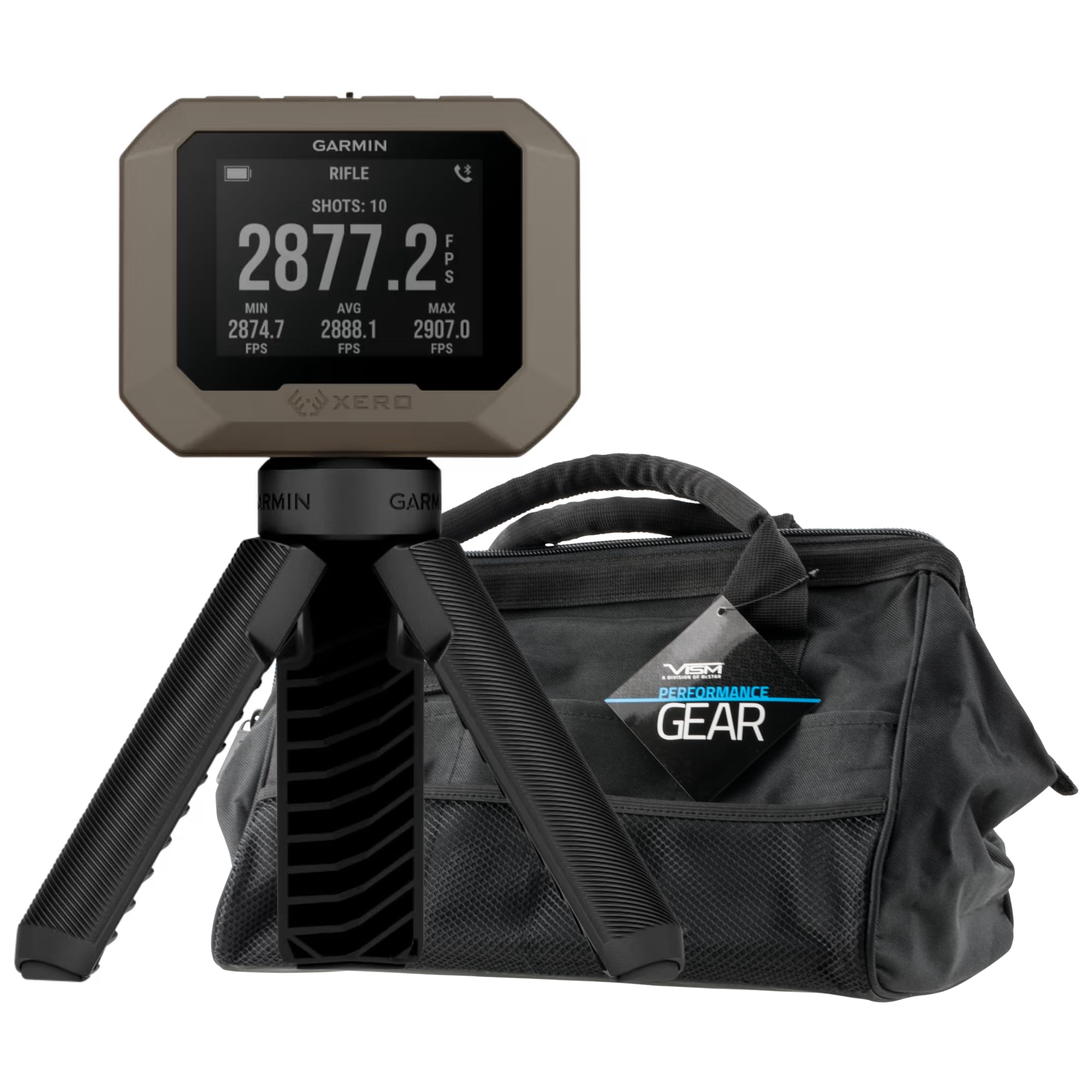 Garmin Xero C1 Pro Chronograph Bundle - Precise Projectile Speed Readings from 100 fps to 5,000 fps - Simple & Compact Design, 6-Hour Battery Life - Includes NCstar CV2905 Range Bag
