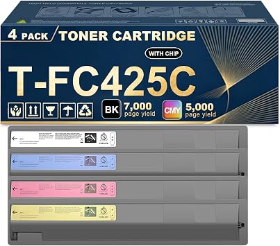 T-FC425U Toner Cartridges Compatible for T-FC425UK T-FC425UC T-FC425UM T-FC425UY Cartridge with Chip Use for Toshiba E-Studio FC-2020AC 2520AC 2525AC Printers