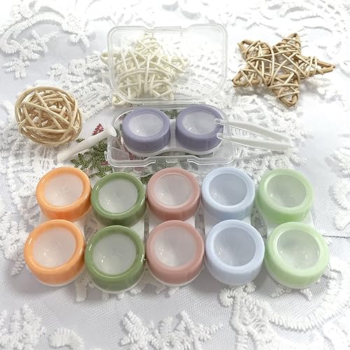 Miniatura 10 de Howinn Fundas para lentes de contacto, colorido soporte para lentes de contacto, estuche de contacto transparente, mini lente de contacto portátil