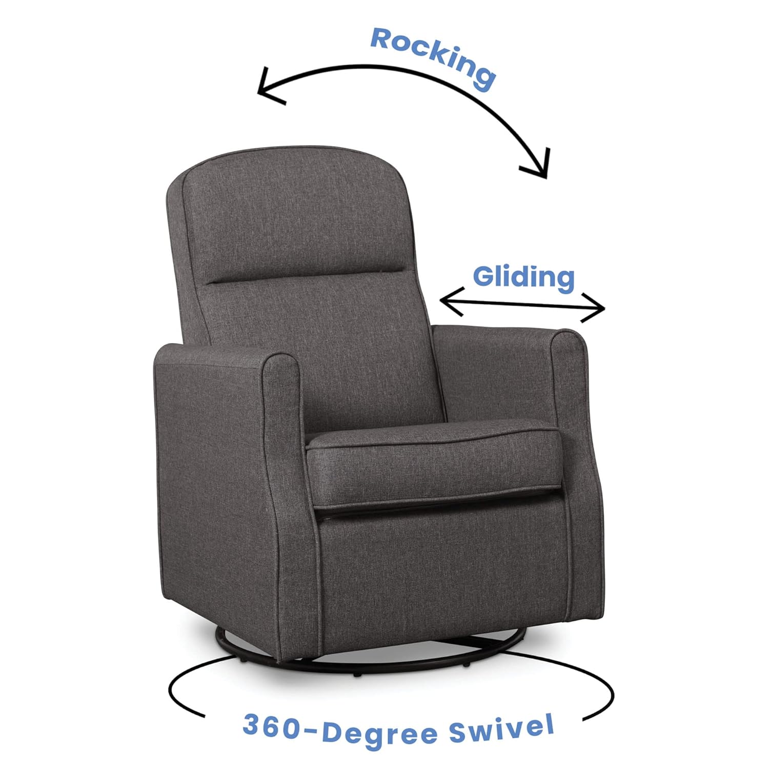 Top Rated Delta Children Blair Slim Nursery Glider Swivel Rocker Chair, Charcoal