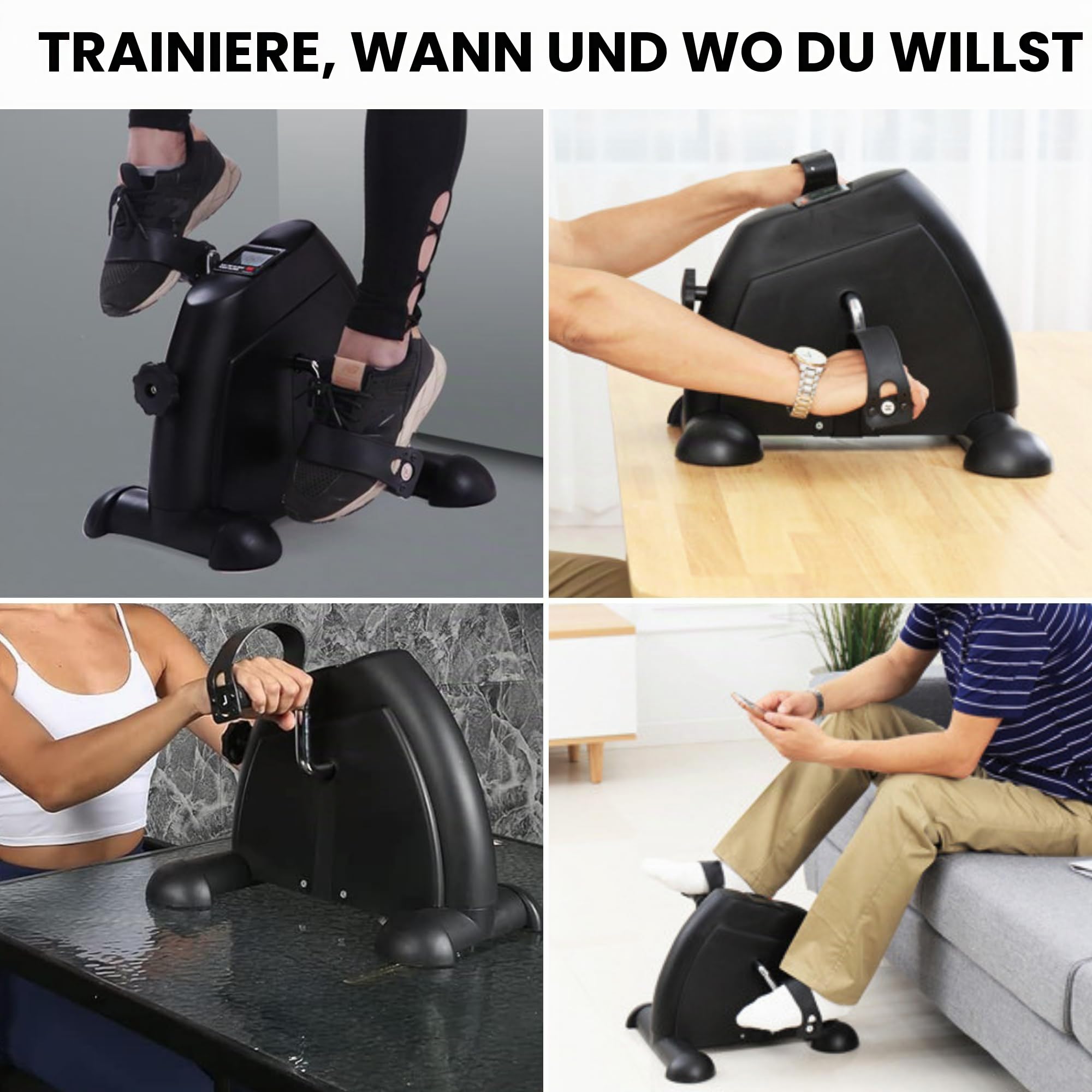 Mini Fahrrad Pedaltrainer, Mini Trainer pedaltrainer, Mini Ellipsentrainer, Ellipsentrainer für Senioren und Erwachsene mit Display, Einstellbarer Widerstand. Trainieren Sie zu Hause oder im Büro