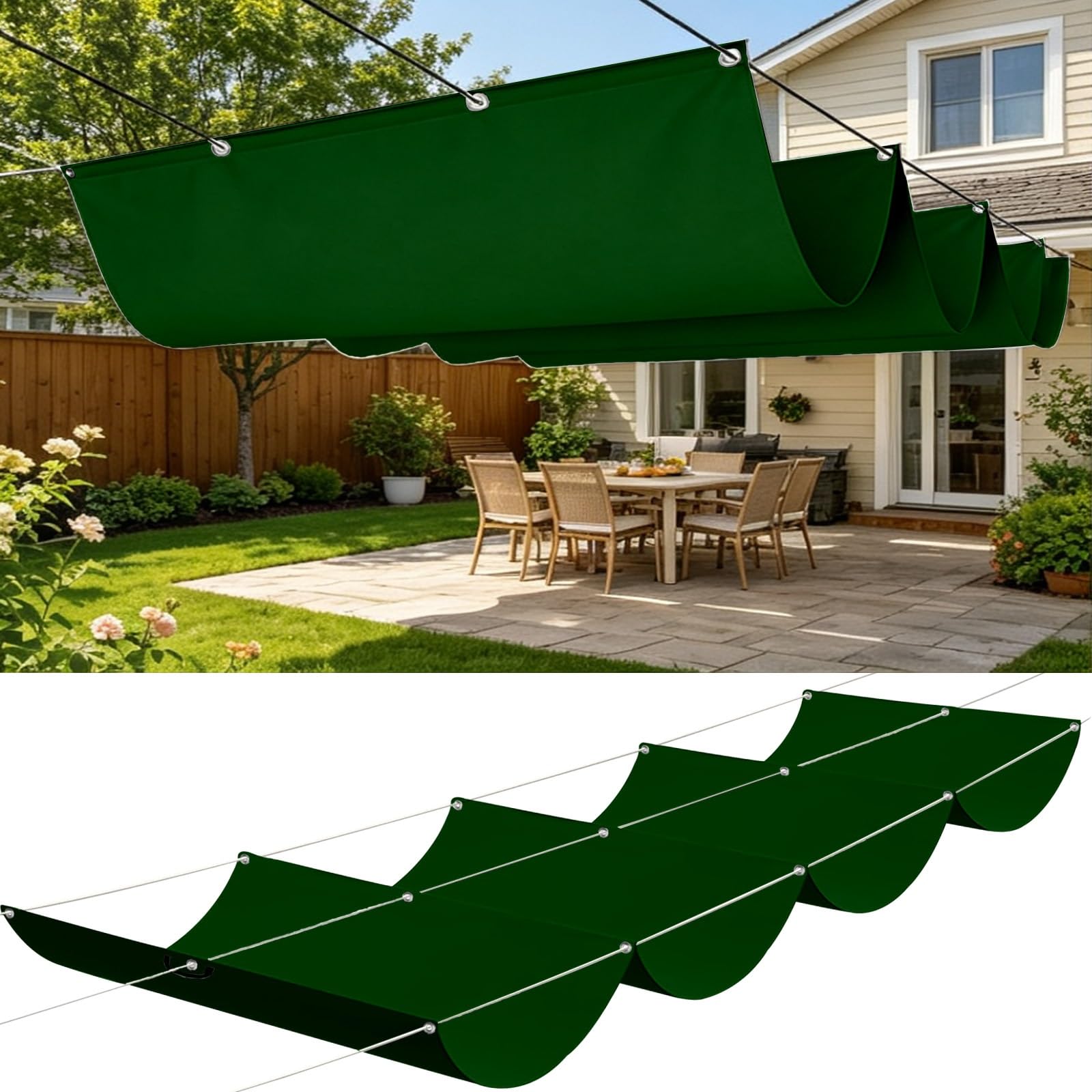 Voile d'ombrage pour jardin terrasse camping grand format verte
