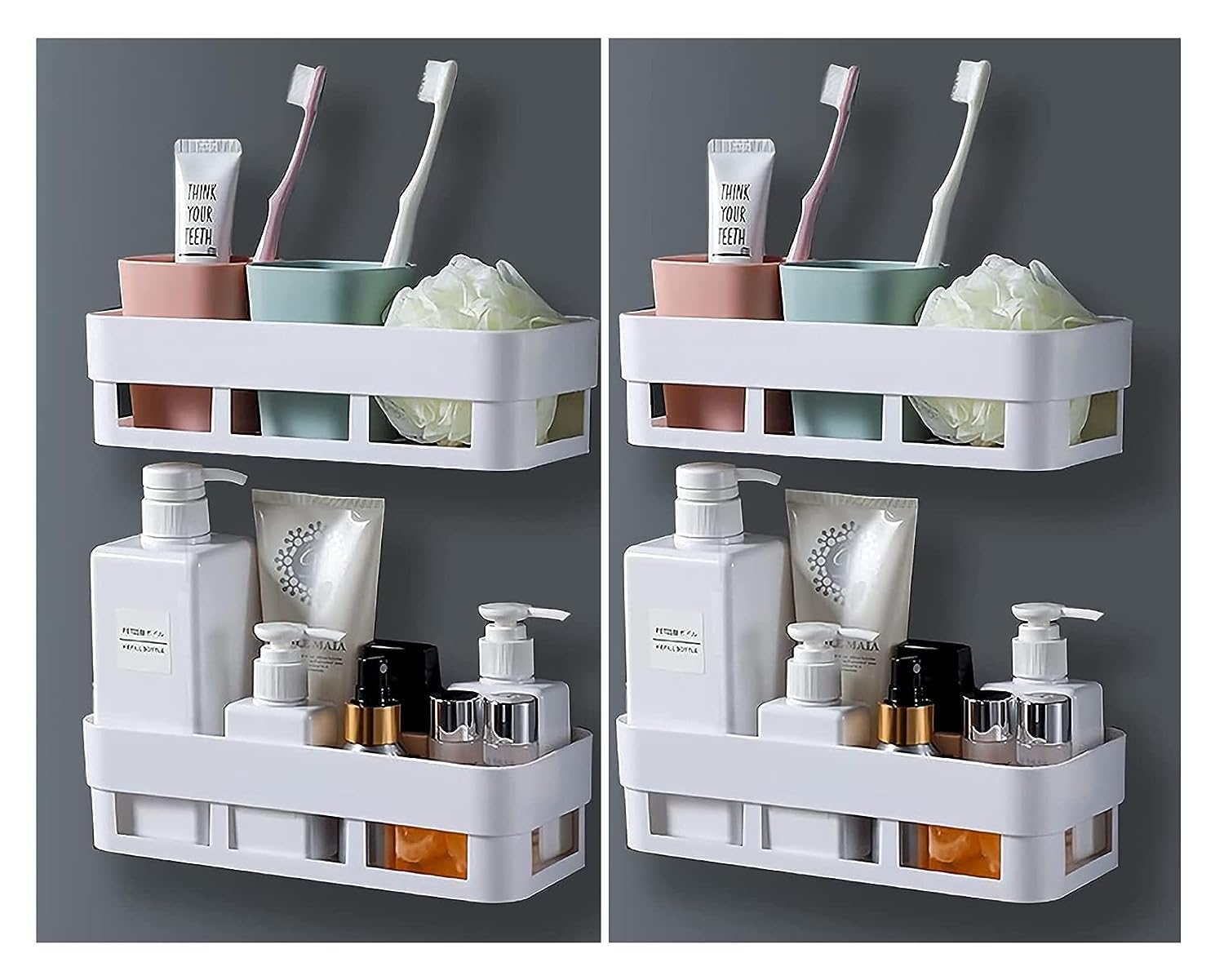 Rylan Bathroom Accessories 4 Pack, Bathroom Organizer, Bathroom Rack, Bathroom Shelf for Wall, Bathroom Stand, self Adhesive Bathroom Shelf, washroom Accessories, Bathroom Racks and Shelves (B0CH19NY23) Amazon Price History, Amazon Price Tracker