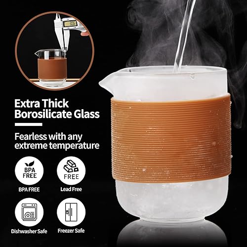 Miniatura 3 de Taza de té de cristal, taza de té con infusor, juego de tetera de vidrio portátil con 1 colador, 2 tazas, 1 taza principal, taza transparente para