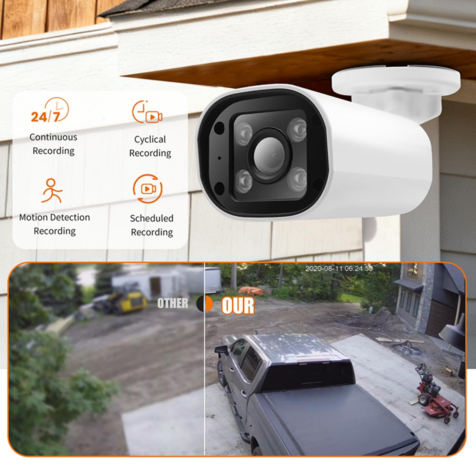 Telecamera di Sorveglianza da 4 MP con Audio Bidirezionale | Rilevamento Umano AI, Visione Notturna a Colori 30 M, PoE IP66 Resistente Alle Intemperie per la Sicurezza Interna Esterna
