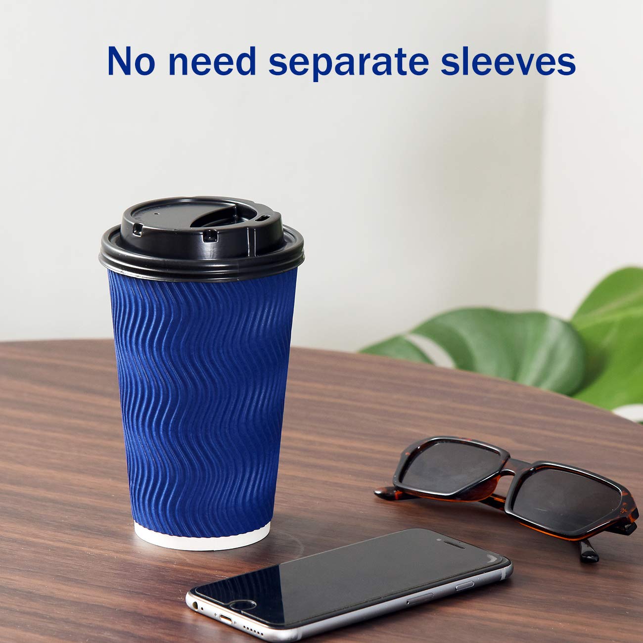 Disposable Coffee Cups with Lids and Straws 16 oz (90 Set) Togo Hot