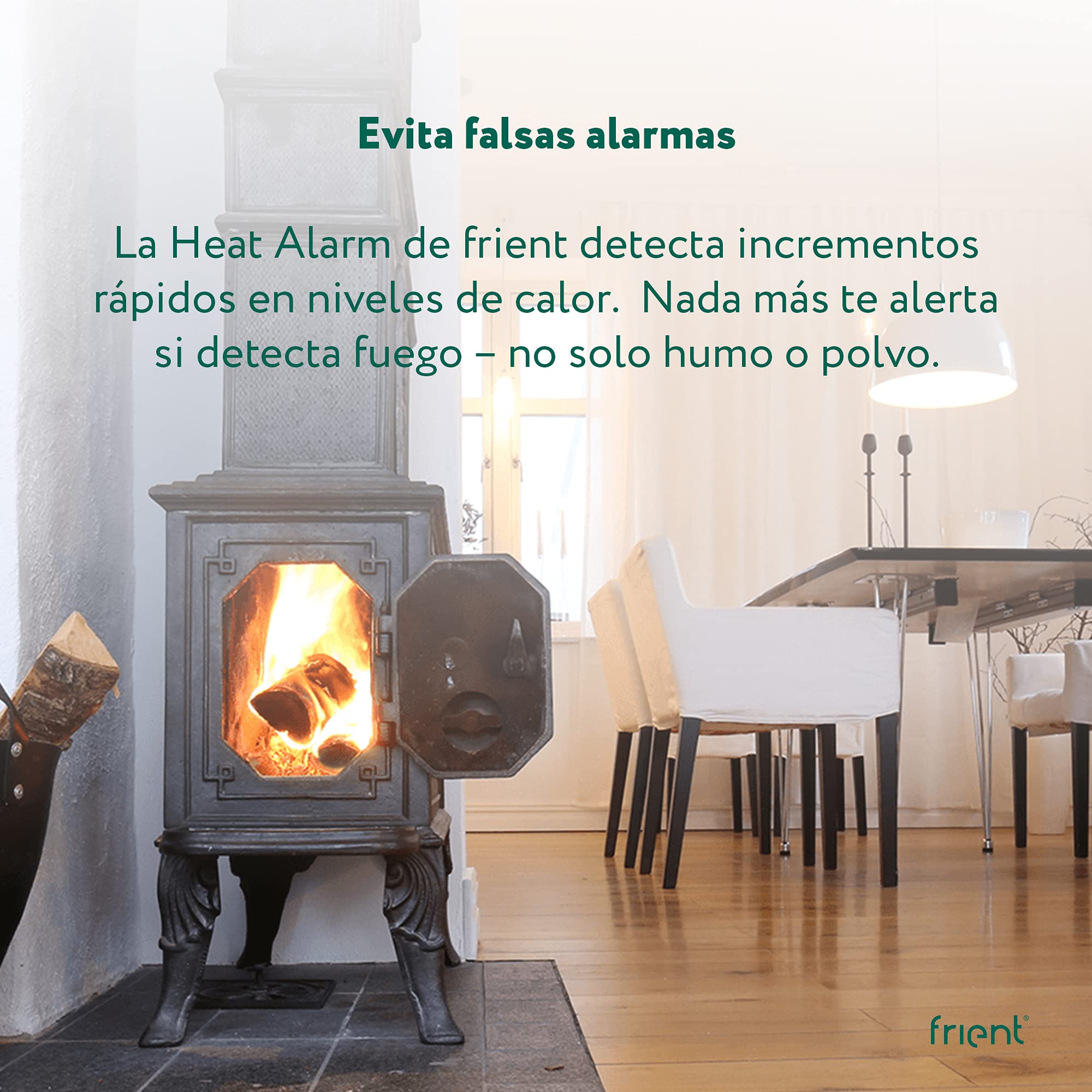 frient Intelligent Heat Alarm | Detector de Incendios Inalámbrico | Notificaciones Instantáneas contra Fuego | Alimentado por Baterías | Zigbee | Funciona con Homey, Home Assistant y SmartThings