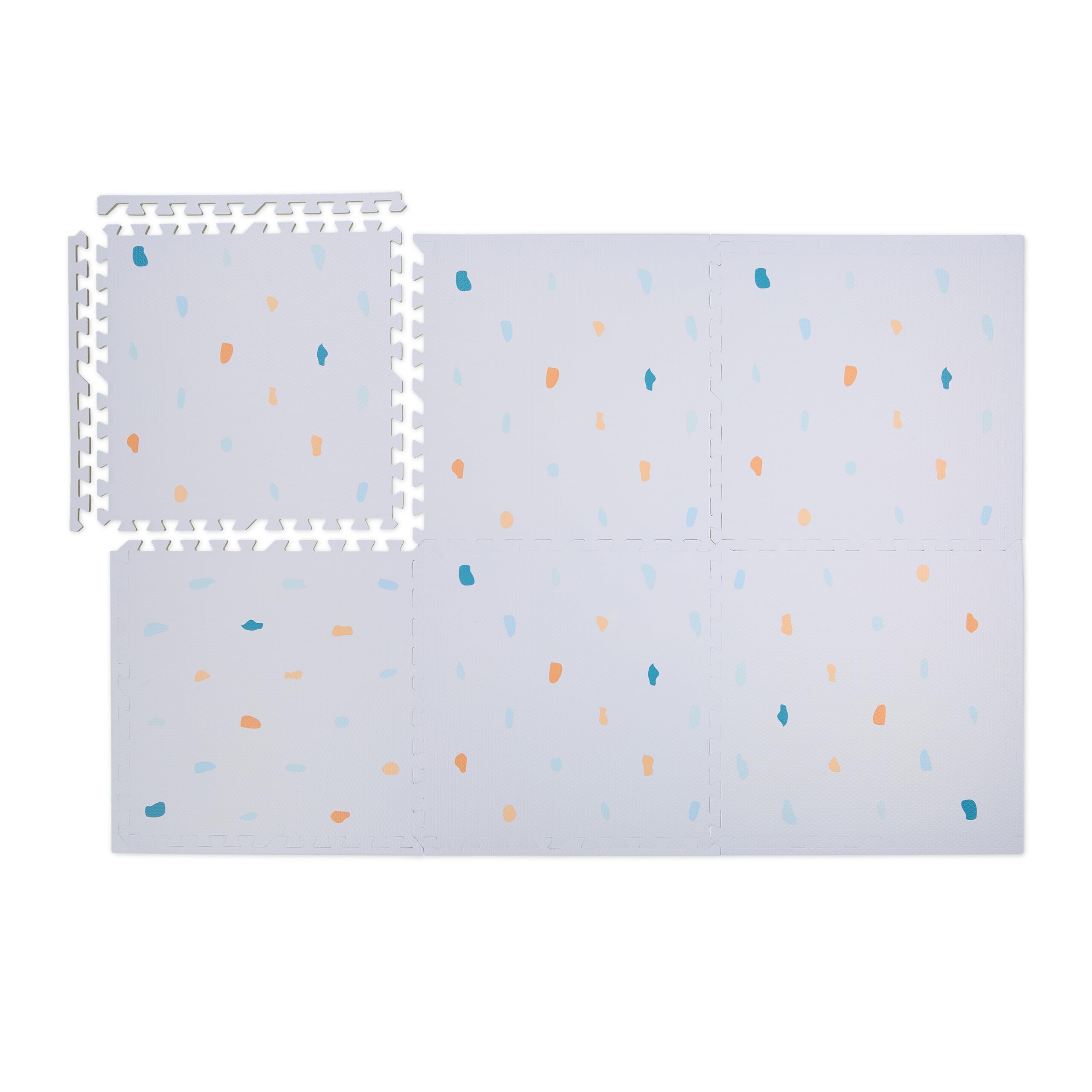 Relaxdays Alfombra Puzzle, Set 6, Alfombrilla Juego, Diseño a Puntos, Esterilla Gateo, 60x60cm, Espuma sin Tóxicos, Gris, 60 x 60 cm