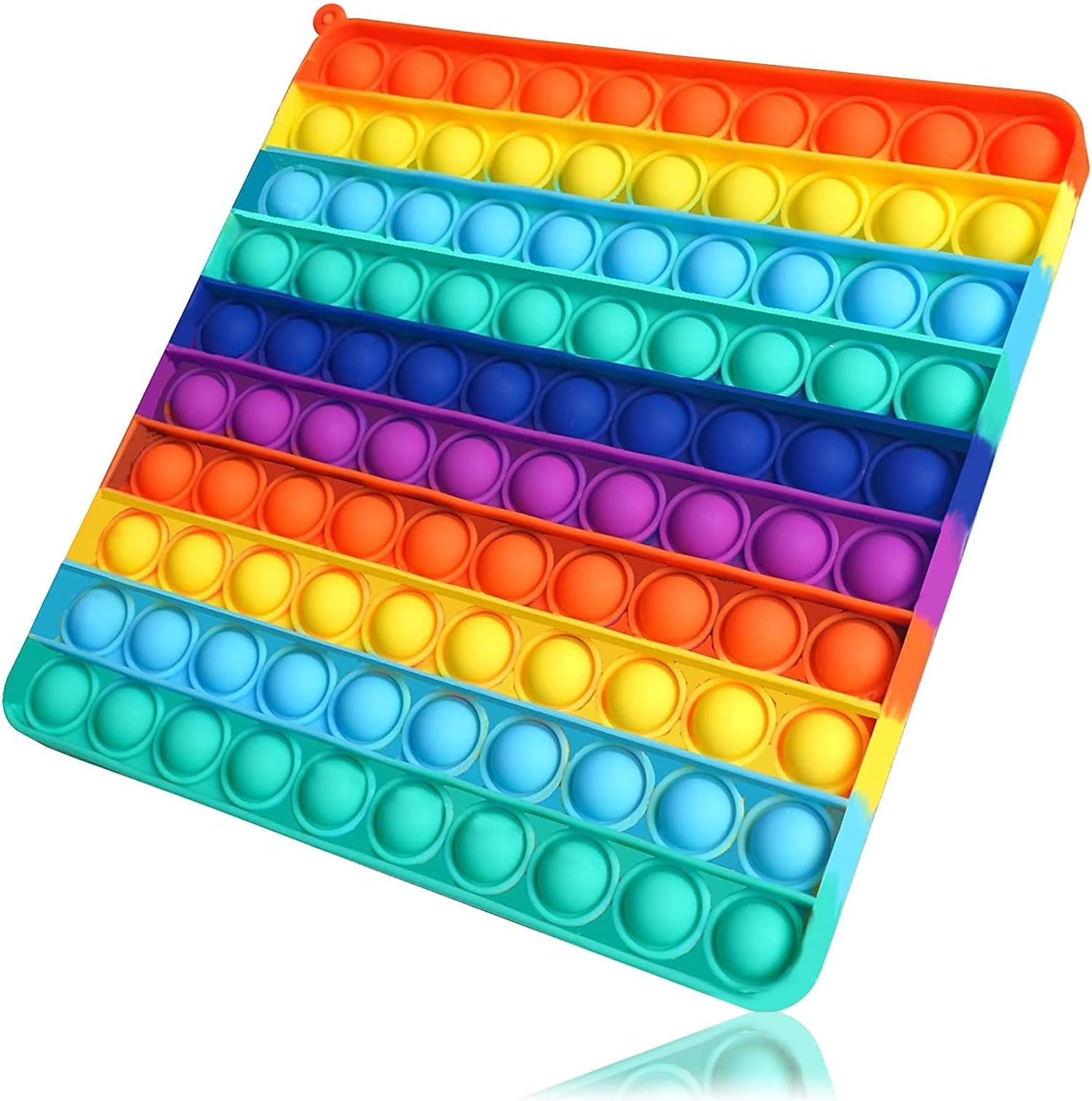 KICOSOADT Pop it Set, XXL Rainbow Pop It Toy, Sensory Fidget Toy for Kids and Adults, Extra Large Silicone Popper, Stress Reliever - 20 cm, 100 Bubble Squares