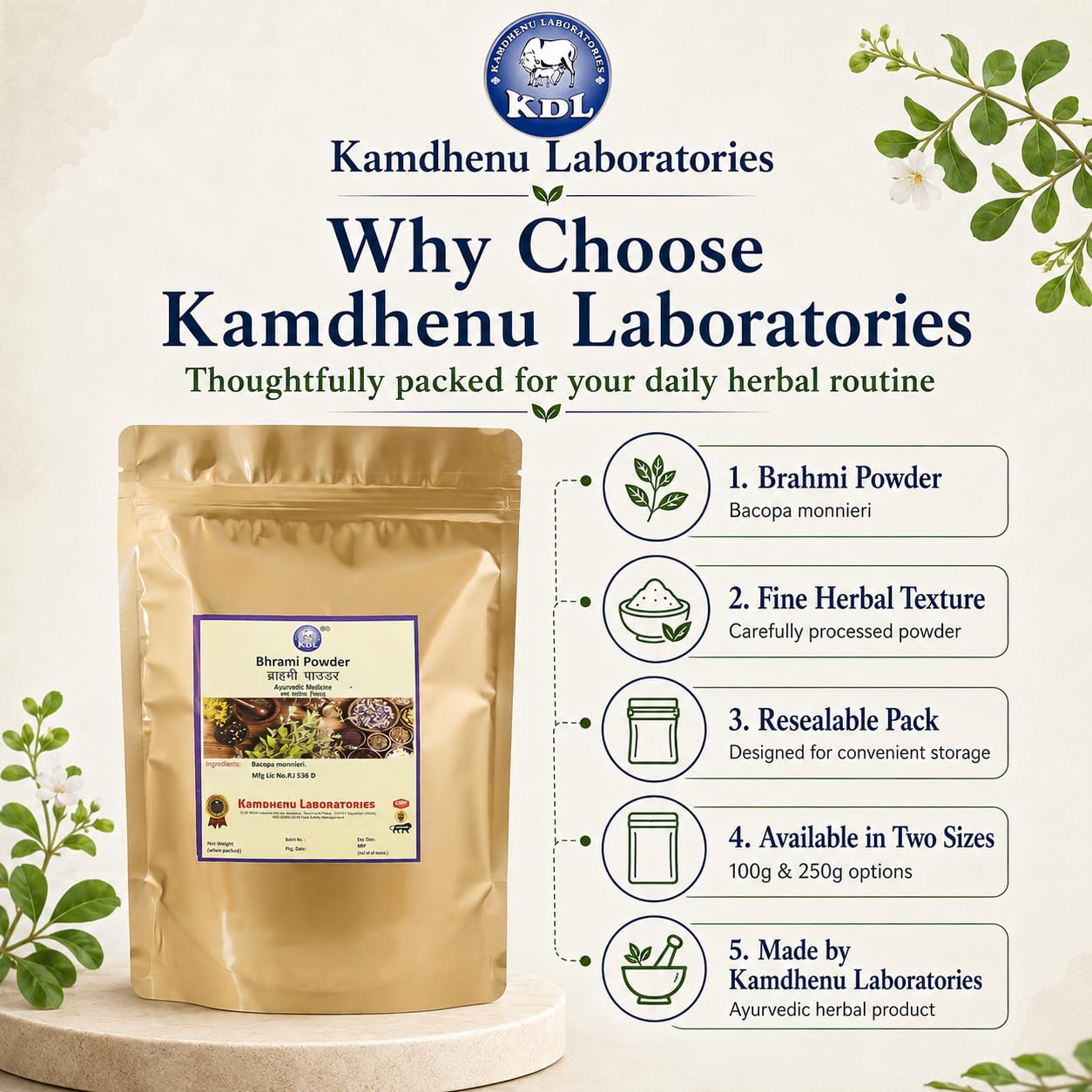 Kamdhenu Brahmi Powder for Hair growth, Eating| 100 gms, Pack of 1| Bacopa monnieri| For hair care/healthy hair — Amazon image 4